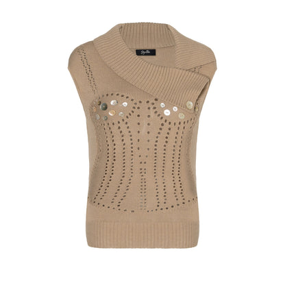 Wool-Blend Sleeveless Buttoned Knit Vest