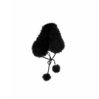 Reversible Faux Fur Pom-Pom Ear Muff Collar
