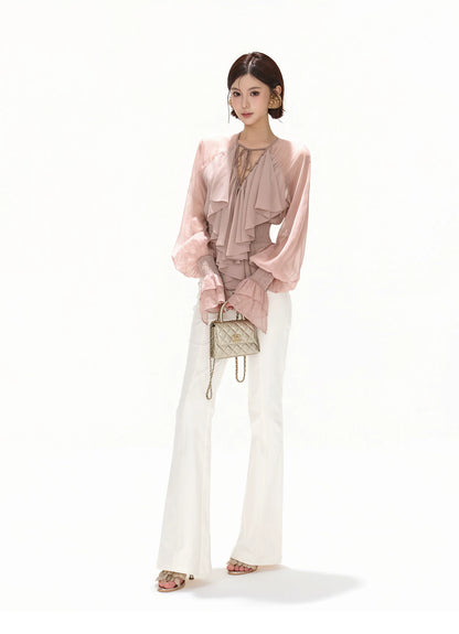 Luminous Nouveau Ruffle Chiffon Blouse