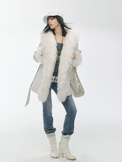Shearling-Style Mid-Length Belted Duffle Coat