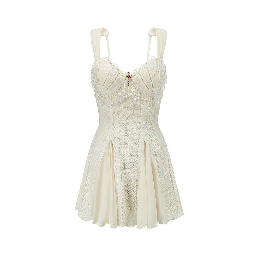 Vintage Shell-Texture Stretch Mermaid Slip Dress