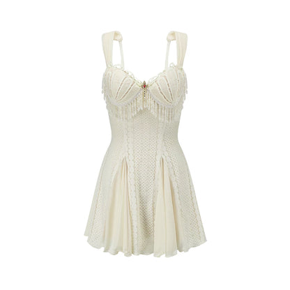 Vintage Shell-Texture Stretch Mermaid Slip Dress