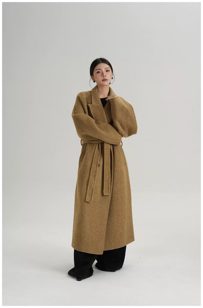 Tie-Belt Long Wool Coat