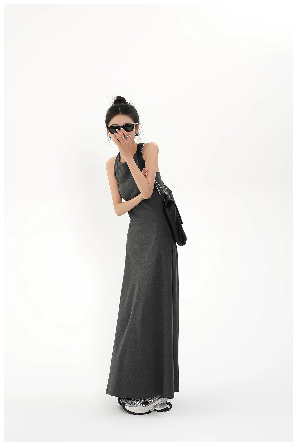 Built-In Bra Stretch Maxi Slip Dress