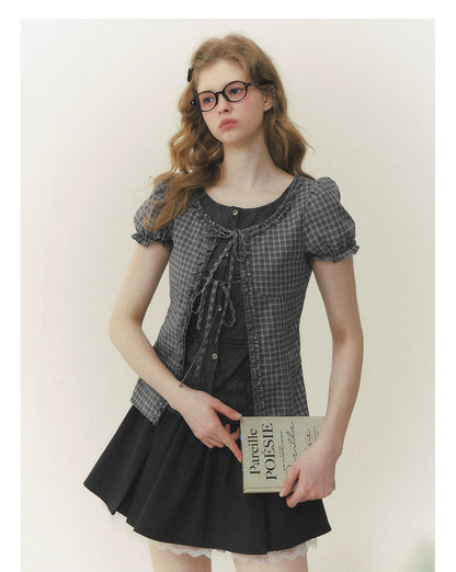 Preppy Layered Plaid Fitted Shirt
