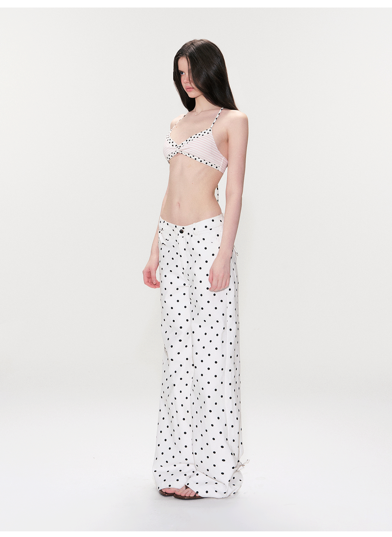 Color-Block Polka Dot Triangle Bralette Top