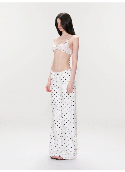 Color-Block Polka Dot Triangle Bralette Top