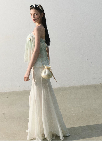 Quiet Fruit Lace Off-Shoulder Bandeau Bustier