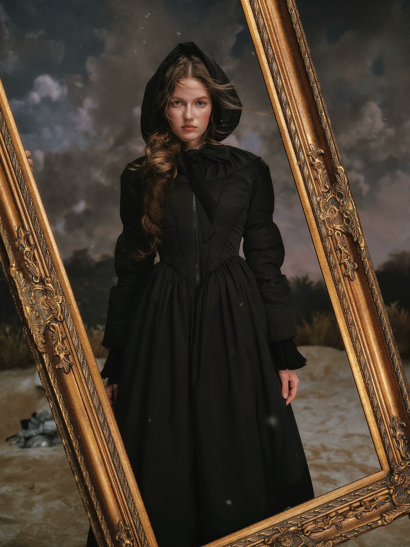 French Tailored Long Black Down Coat