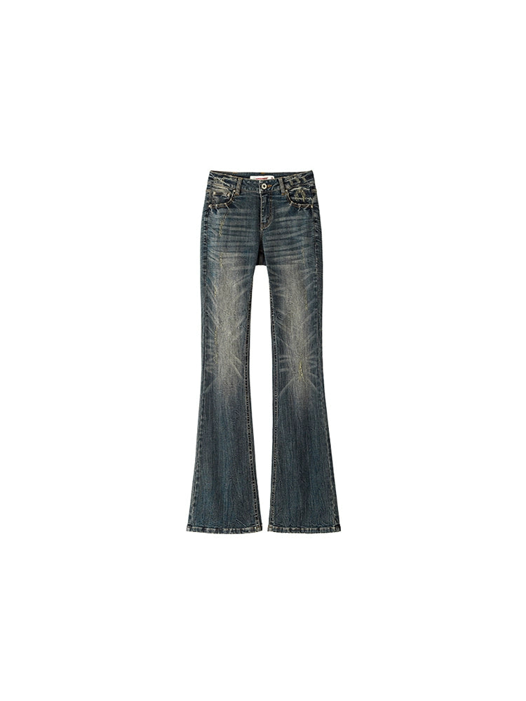 Blue Denim Skinny Flare Pants