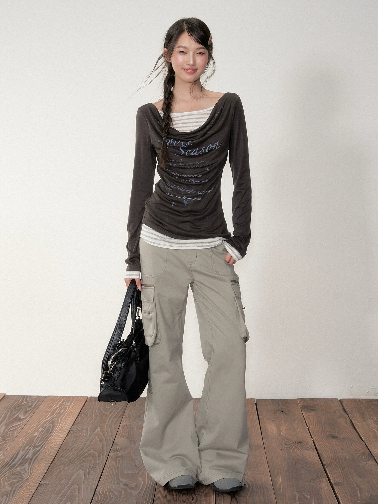 Two-piece Printed Fitted Long-sleeve T-shirt