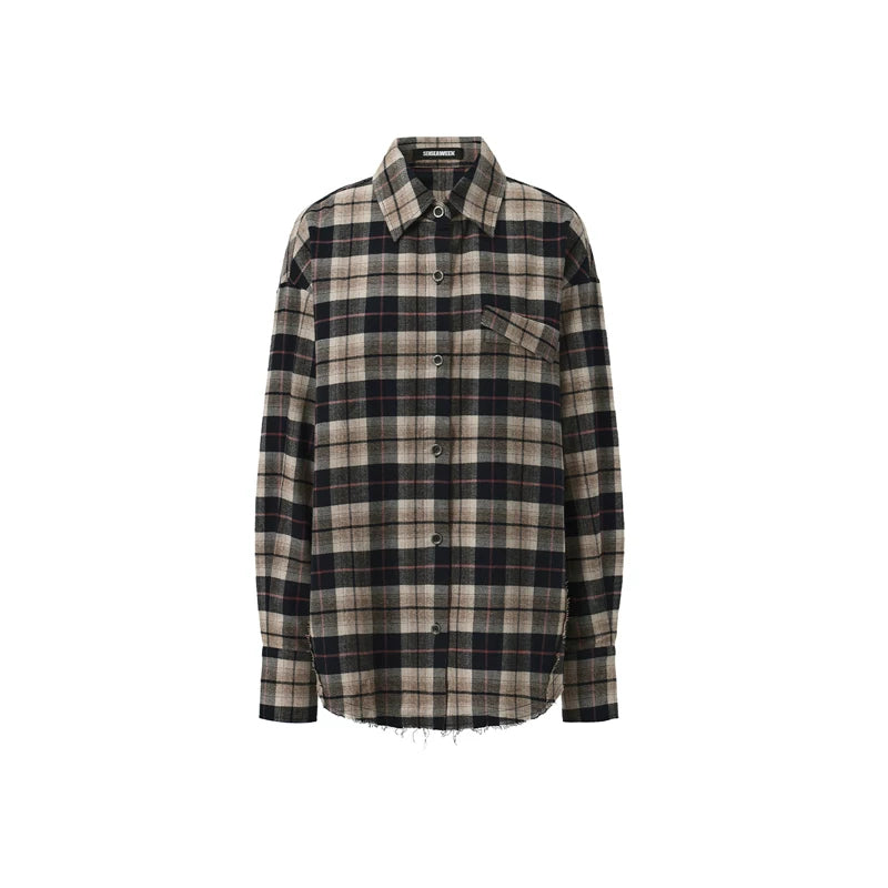 Plaid Oversized Long-Sleeve Shirt