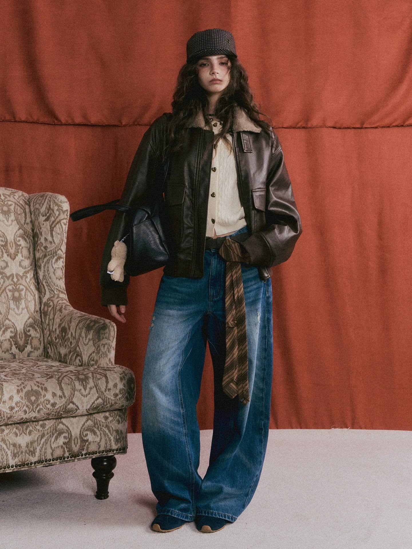 Faux Leather Padded Jacket