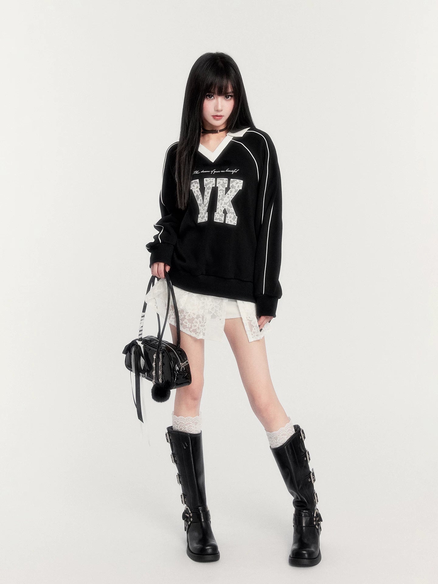 Retro Fleece-Lined Oversized Sweatshirt