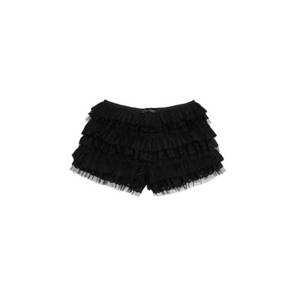 Lace Tiered Low-Rise Cake Shorts