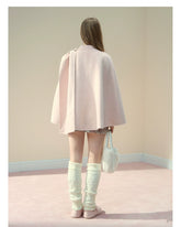 Wool Double-Faced Pink Cape Coat - CHINASQUAD