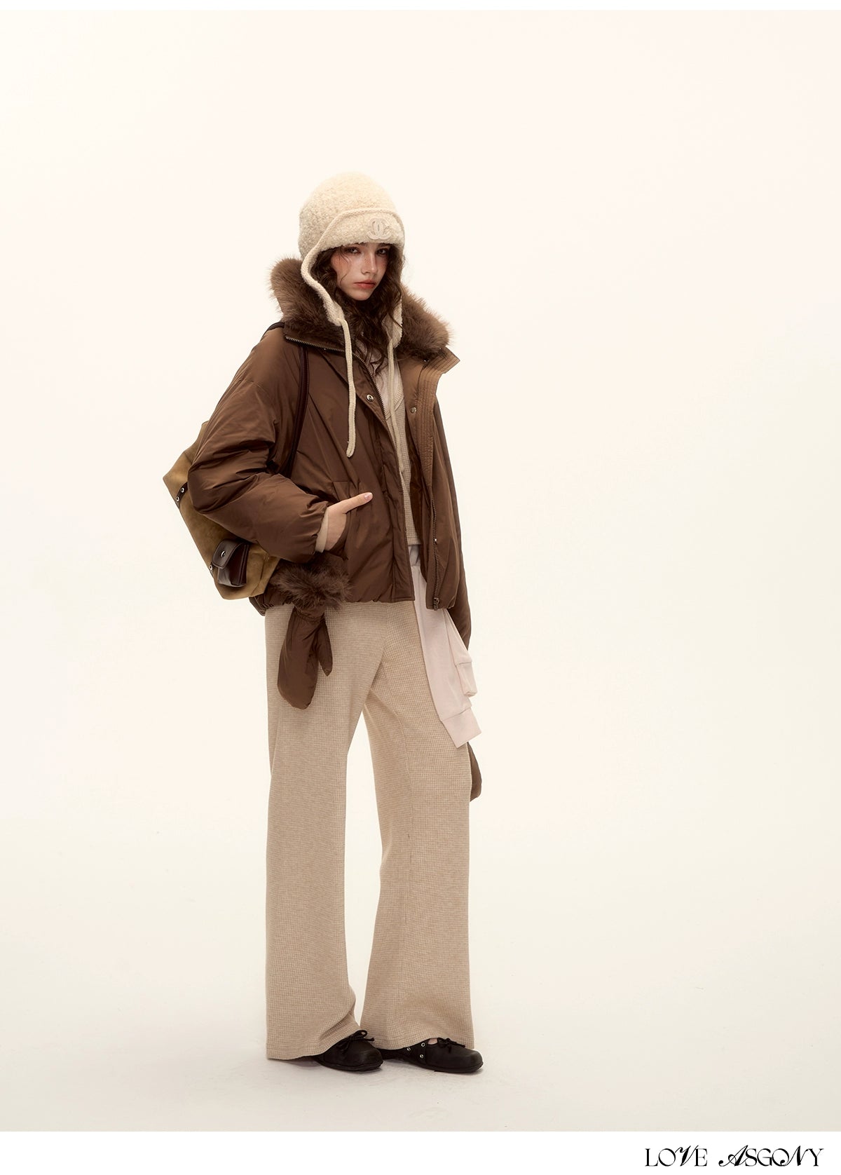 Fur-Collar Short Down Puffer Jacket