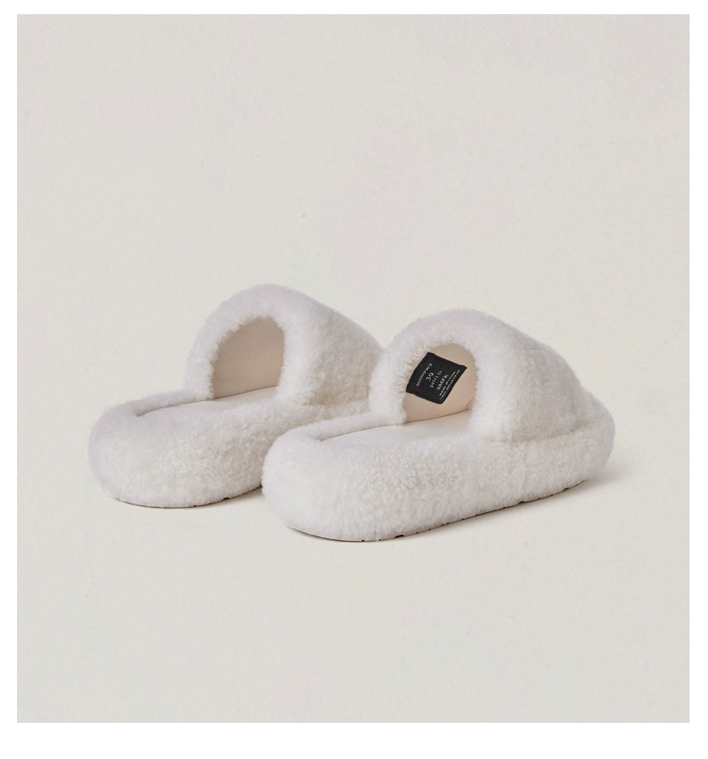 Cross Emblem Shearling Slide Sandals