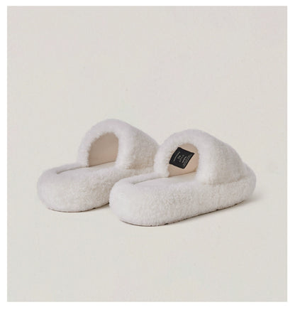 Cross Emblem Shearling Slide Sandals