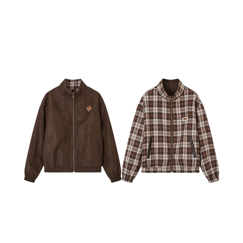 Vintage Reversible Stand-Collar Jacket