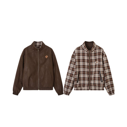 Vintage Reversible Stand-Collar Jacket