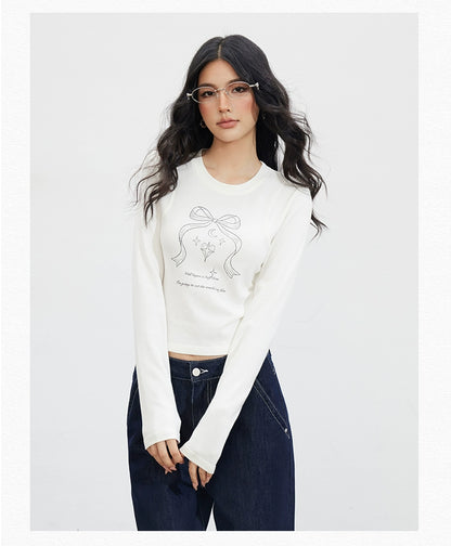 MacyMccoy Bow Graphic Long-Sleeve T-shirt