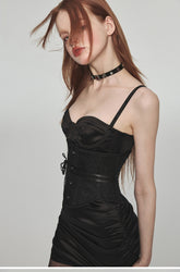 (Final Sale) Suspenders Fishbone Corset Dress - CHINASQUAD