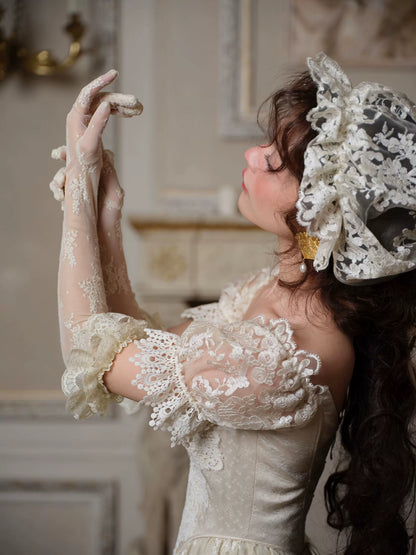 Candlelit Tears Antique Lace Corset Wedding Dress