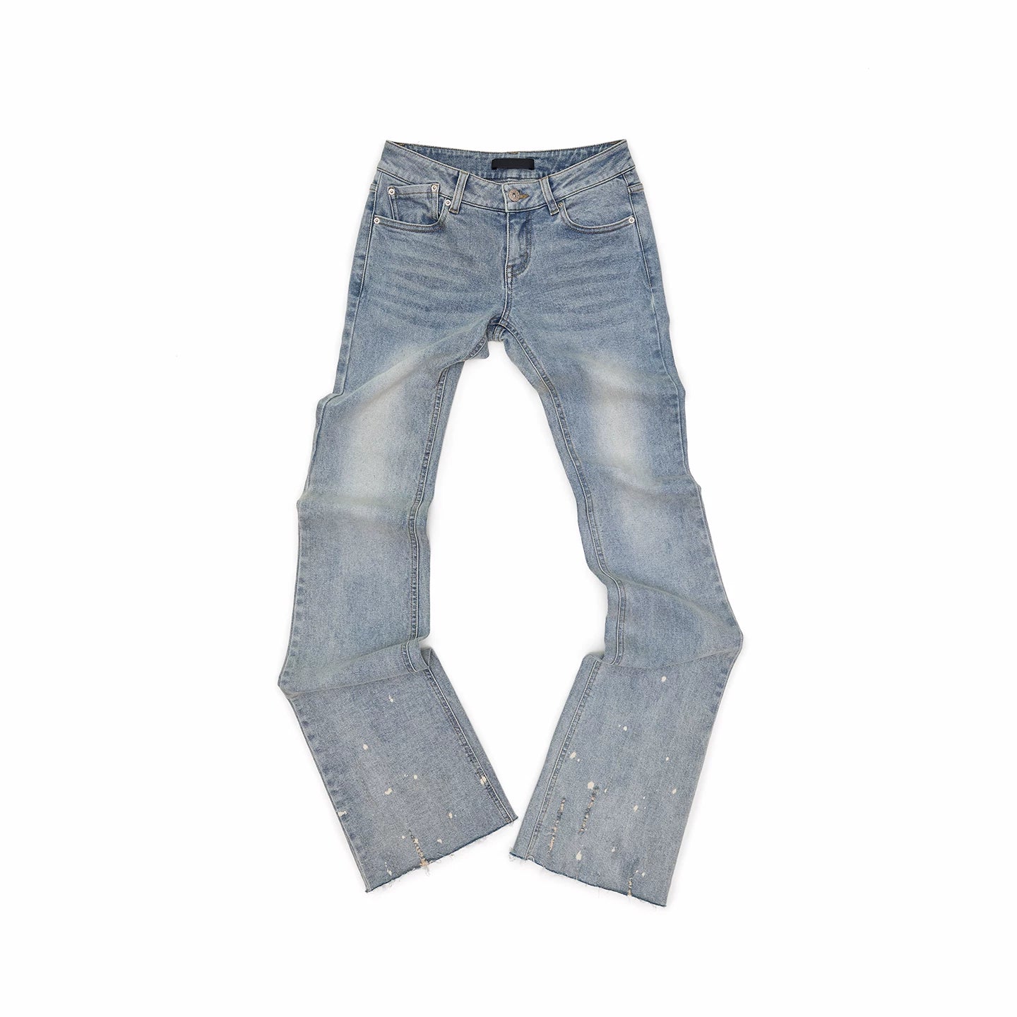 Vintage Ink-Splatter Embroidered Low-Rise Flared Jeans 1Jinn Studio
