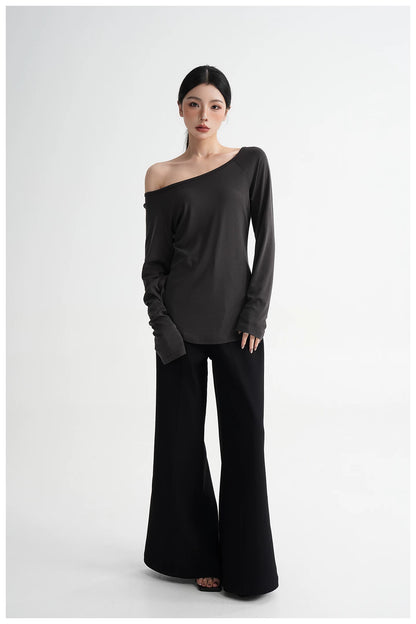 Waist-Cinching Fitted Long Sleeve T-Shirt