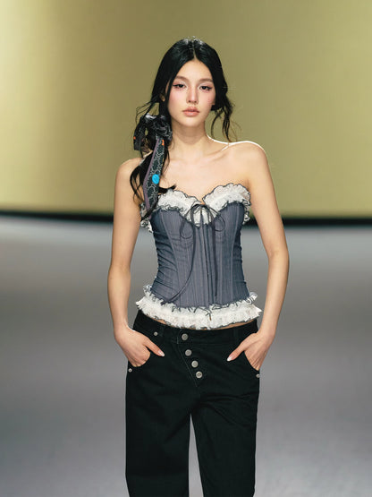Blue &amp; Gold Striped Corset