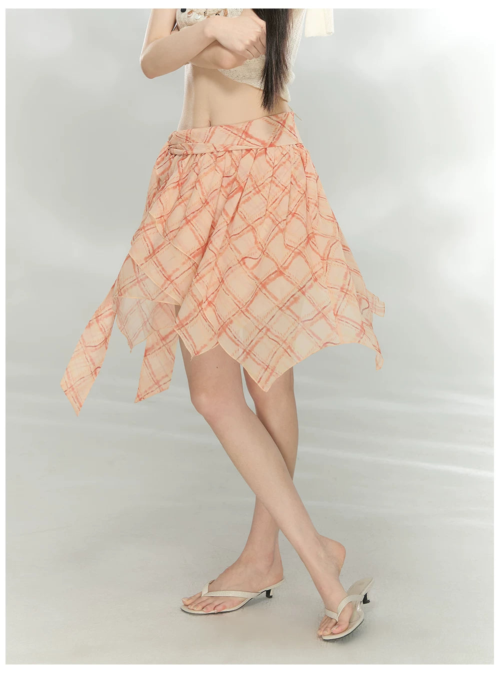 Asymmetric Printed Chiffon Mini Skirt