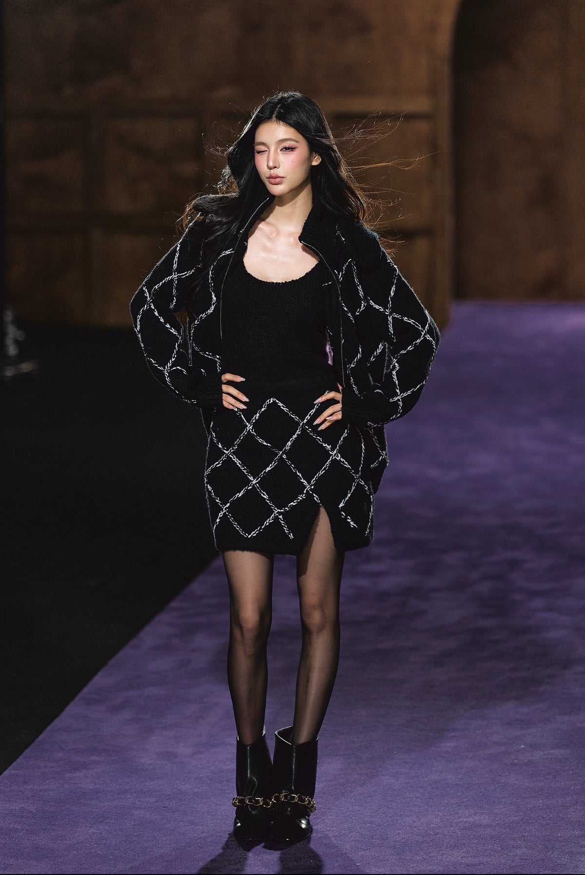 Wool-Blend Textured Hooded Cardigan &amp; Dress Set