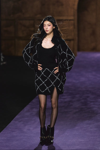 Wool-Blend Textured Hooded Cardigan &amp; Dress Set