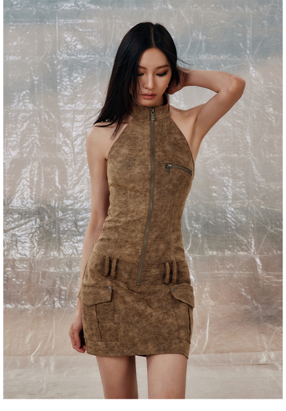 Workwear Style Halterneck Dress - CHINASQUAD