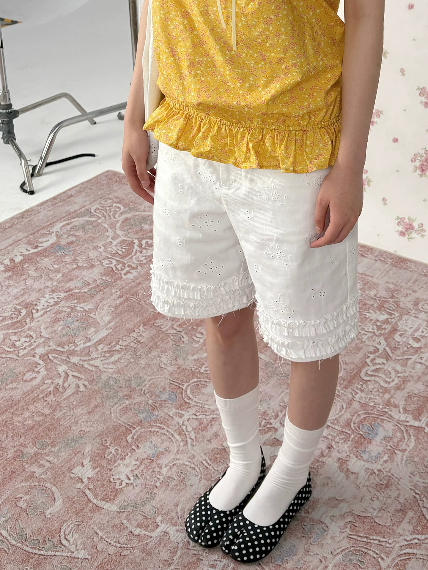 Vintage Lace Trim Lyocell Shorts