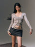 Gray Sequin Patchwork Mini Skirt - CHINASQUAD