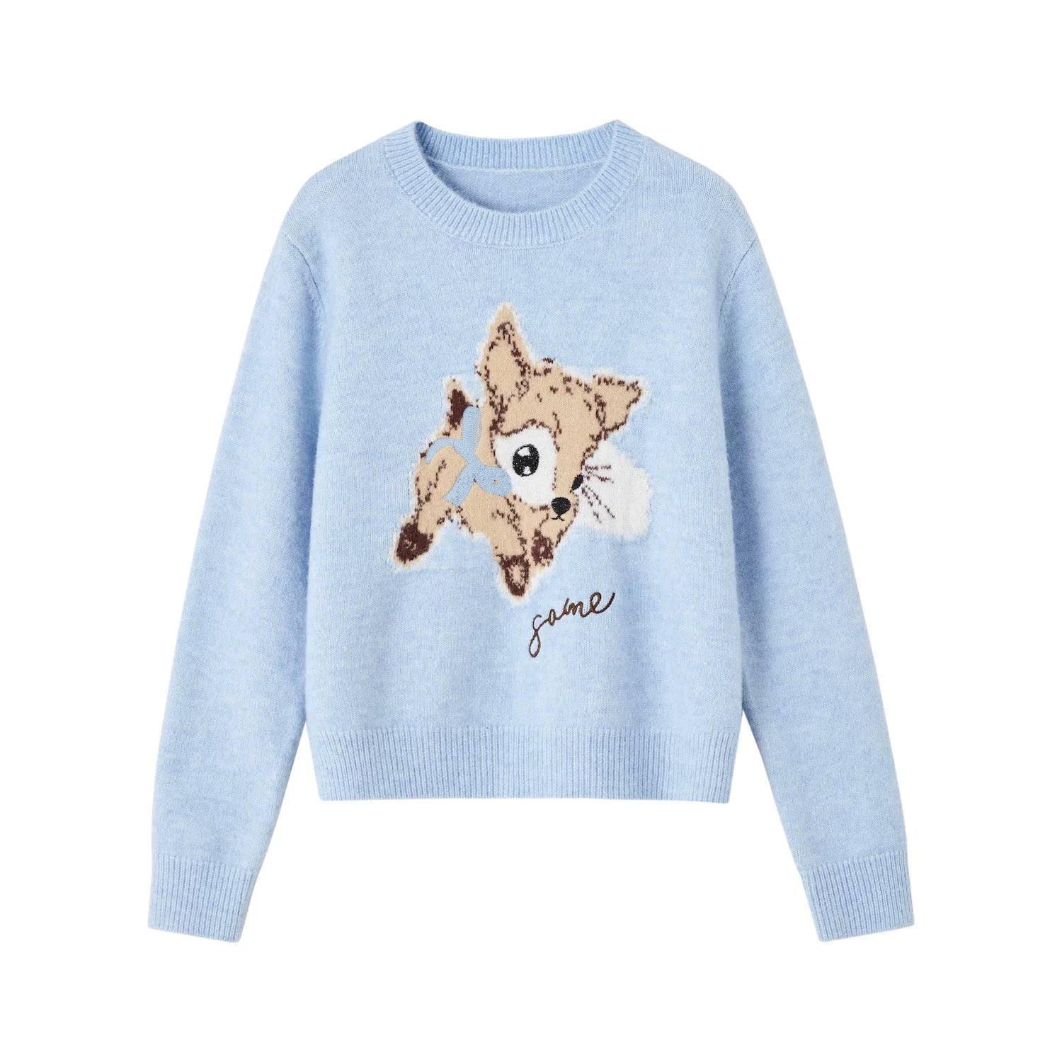 Plush Deer Jacquard Crewneck Sweater