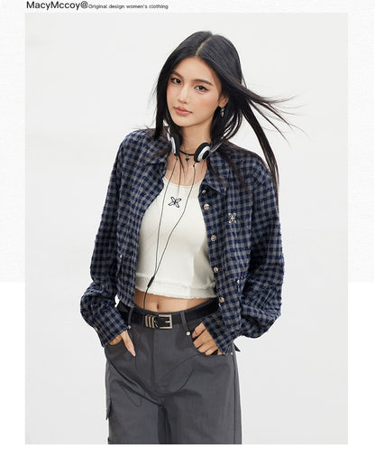 Frayed Argyle Plaid Shirt