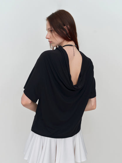 Slant One-Shoulder Swing Neck T-Shirt