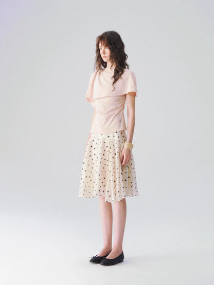 Layered Cape-Effect Slim-Fit Top