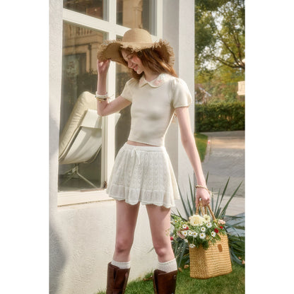 Lake Knit Drawstring Mini Skirt