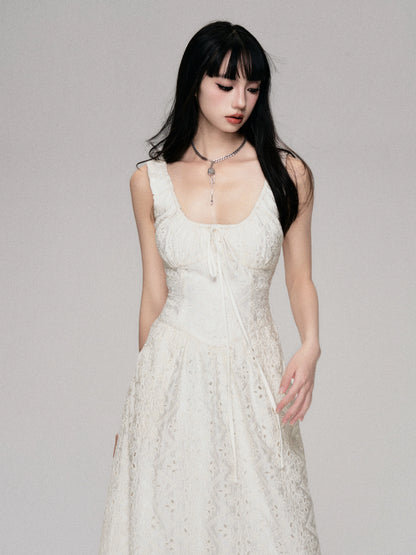 Cutout French Sleeveless Maxi Dress