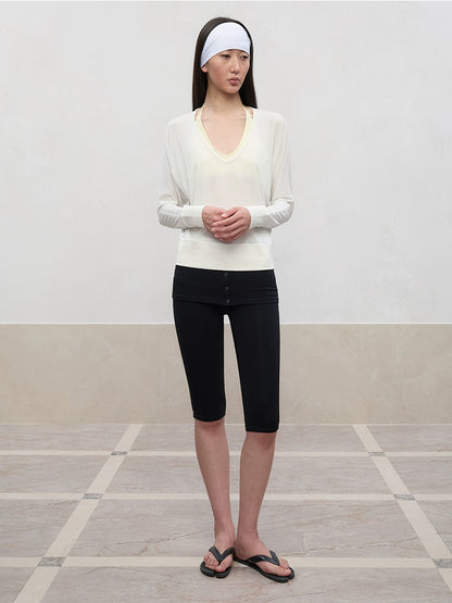 Lyocell-Linen V-Neck Knit Cover-up