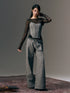 Gray Rose Decor Tube Top & Trousers Set - CHINASQUAD