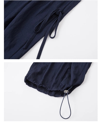 Relaxed Bubble-Waist Wide-Leg Trousers