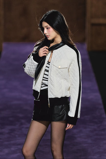 Diamond Quilted Bow-Tie Cotton Padded Jacket