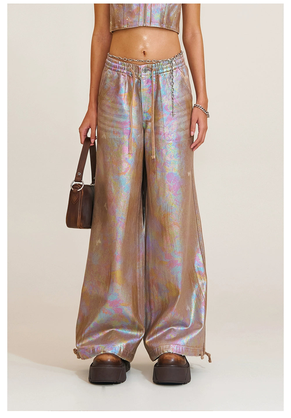 Wild Iridescent Drawstring Cargo Pants