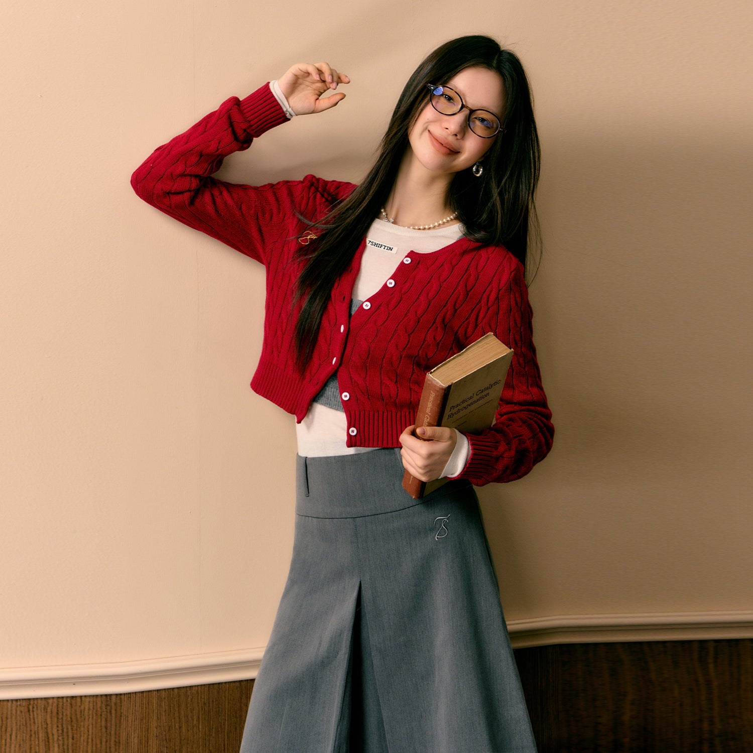 Red Knitted Short Cardigan - CHINASQUAD