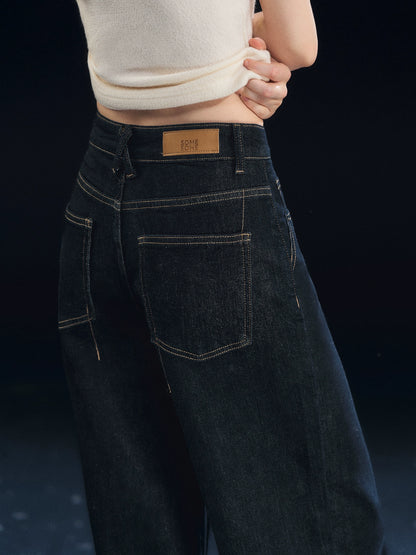 Fleece-Lined Stretch Straight Jeans